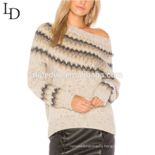 Новый комфортабельный стиль полосатый жаккард пуловер женщин кашемировый свитер